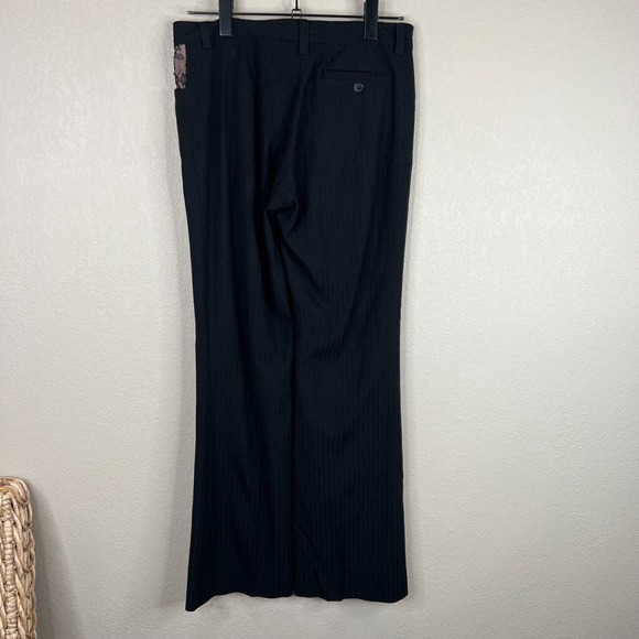 Rebecca Taylor Womens Dress Pants Size 6 Black Stripe Lace Detail Bootcut Career - Picture 7 of 13